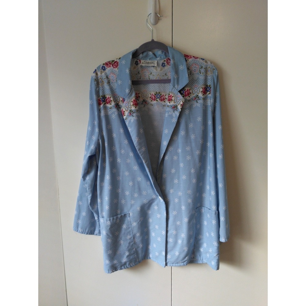 Vintage Womens Floral Lightweight Blazer Size  L Cottage Grandmacore Nostalgic